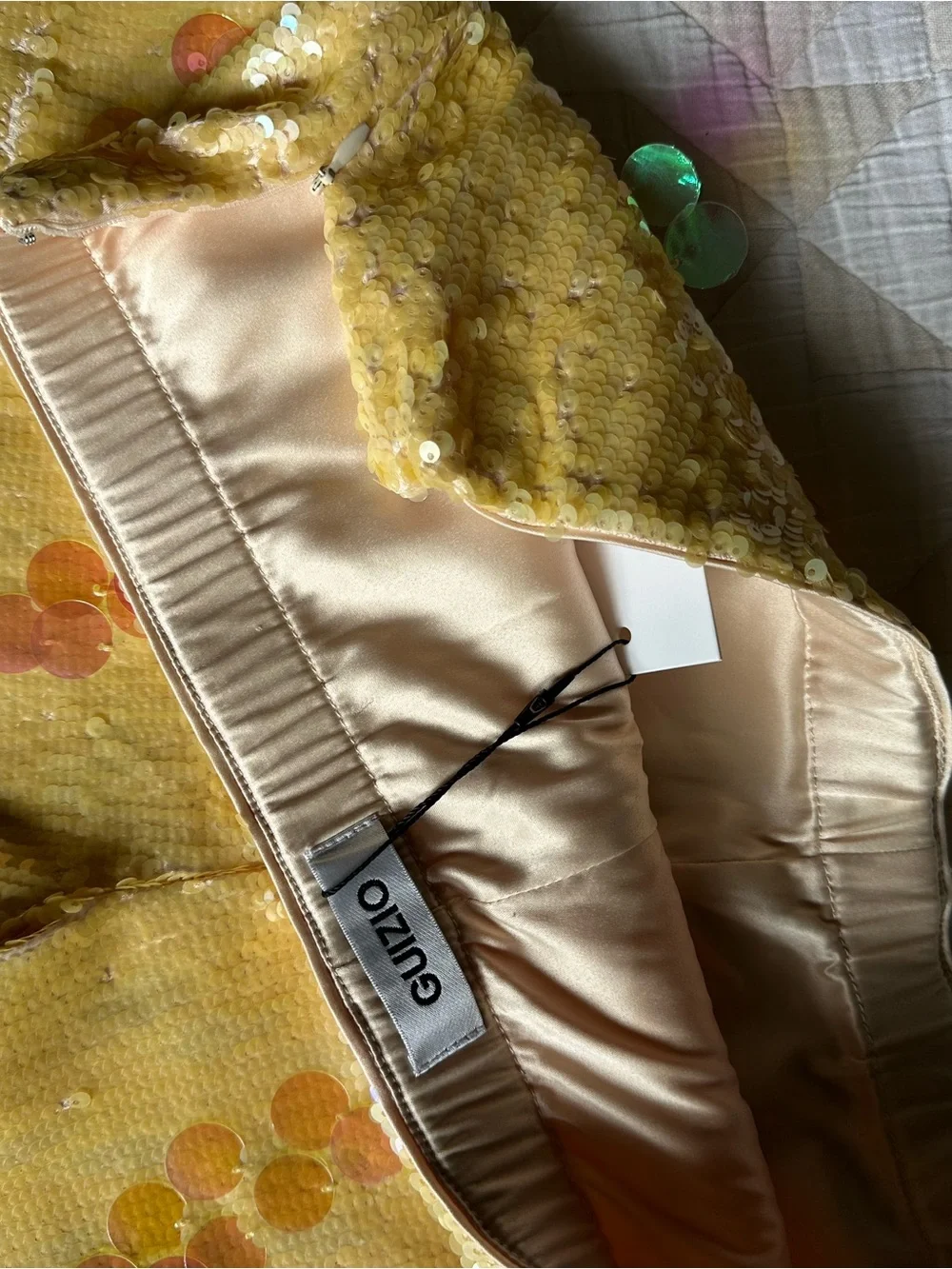 Guzio Women's Yellow Sequin Shorts - Picture 4 of 7